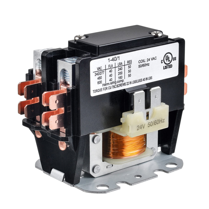 BOJACK 1 Poles FLA 40 Amp Coil 24 VAC Air Conditioner Condenser Compressor Contactor AC Definite Purpose Contactor 1P 40A 24V