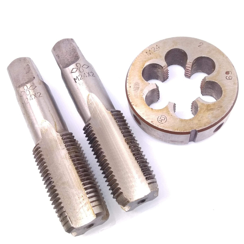 Yodaoke M24 x 2mm Taper and Plug Tap and M24 x 2mm Die Metric Thread Right Hand HSS