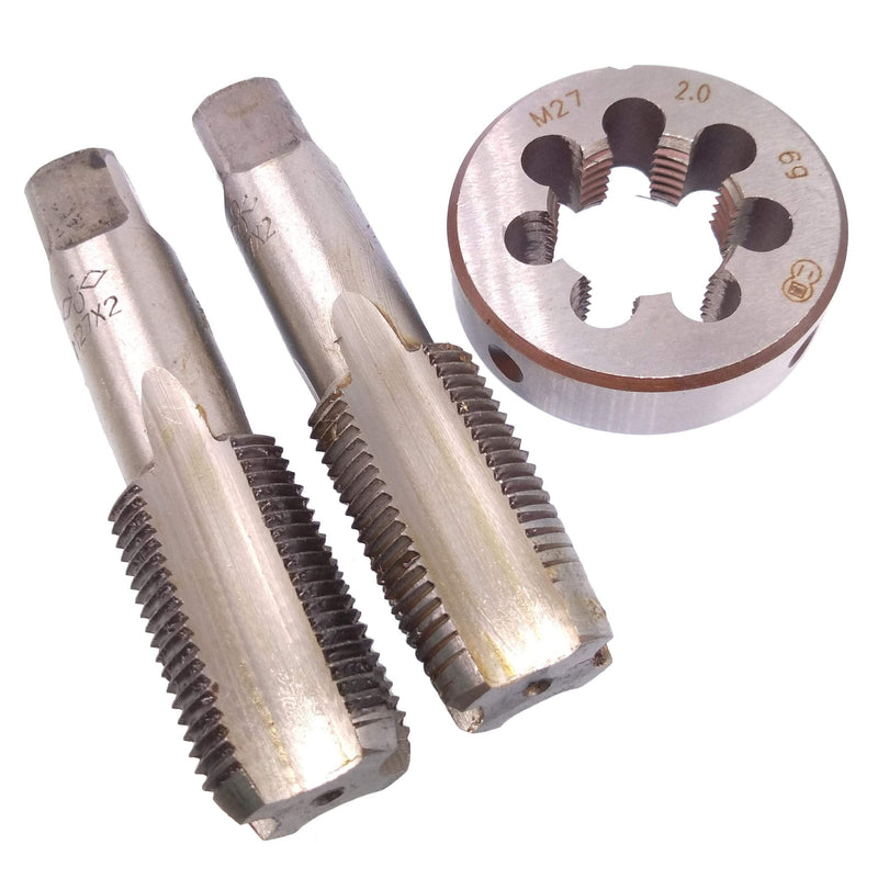 Yodaoke HSS M27 x 2mm Taper and Plug Tap and M27 x 2mm Die Metric Thread Right Hand