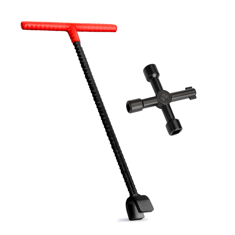 Eapele Water Meter Key 16 inch Enforced Steel T-Handle With 4-way Multi-Functional Universal Cross Key 16inch