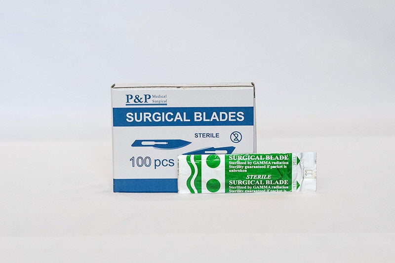 Disposable Surgical Scalpel Blades Sterile High Grade Carbon Steel 2.1% 10xx Individually Foil Wrapped by P&P MEDICAL SURGICAL Size 10A Box of 100