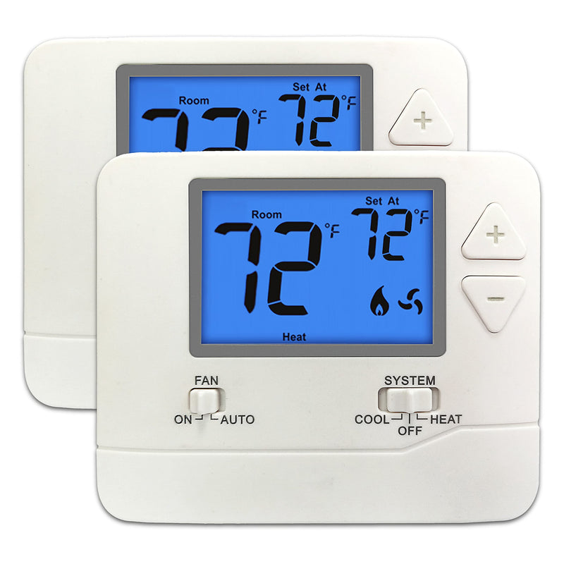 ELECTECK 2 Pack Non-Programmable Digital Thermostat for Home, up to 1 Heat/1 Cool with 4.5 sq. inch Display, Compatible with Single Stage Electrical and Gas/Oil System, White