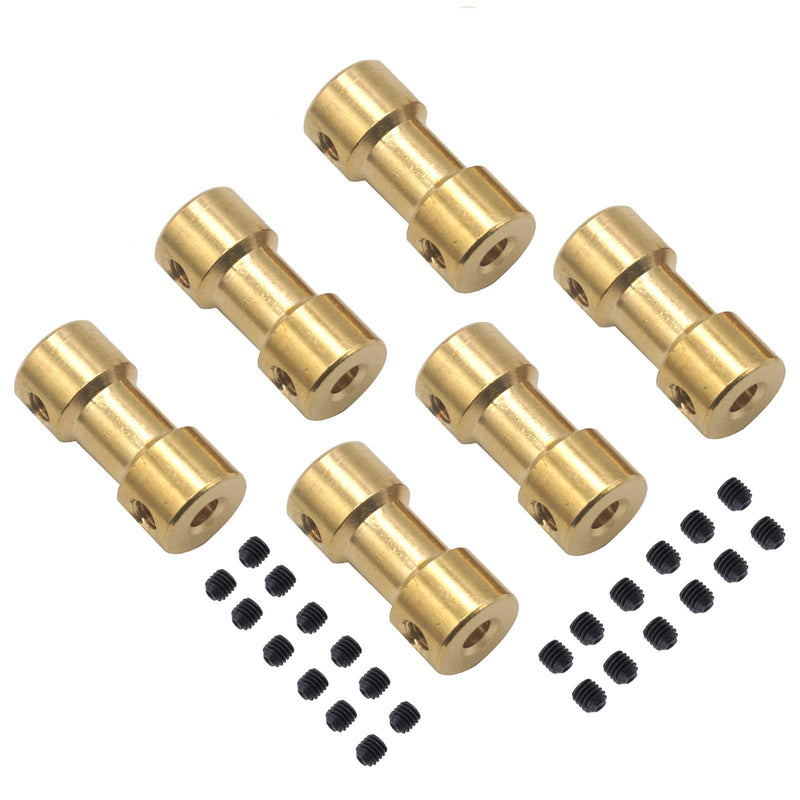 6Pack Vgoohobby Brass Motor Shaft Coupling Coupler Connector Sleeve Joint Adapter for RC DIY Airplane Boat Robot (5mm to 5mm) 5mm to 5mm