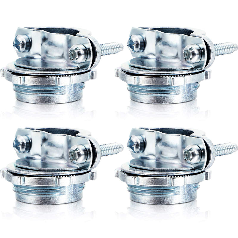 4 Pieces 3/4 Inch Clamp Type Cable Connector for Metallic Conduit Protect Cables Electric Wires Electrical Box Silver Zinc 4