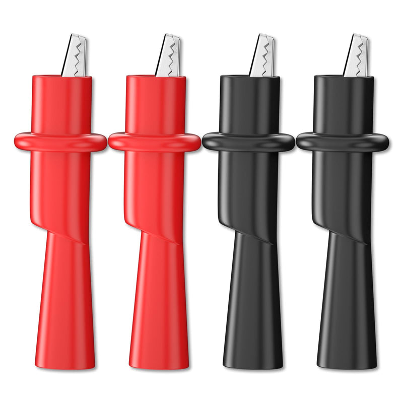 Goupchn Multimeter Push on Alligator Clips Set 4PCS Insulated Crocodile Clamps for Electrical Testing P2008-4PCS