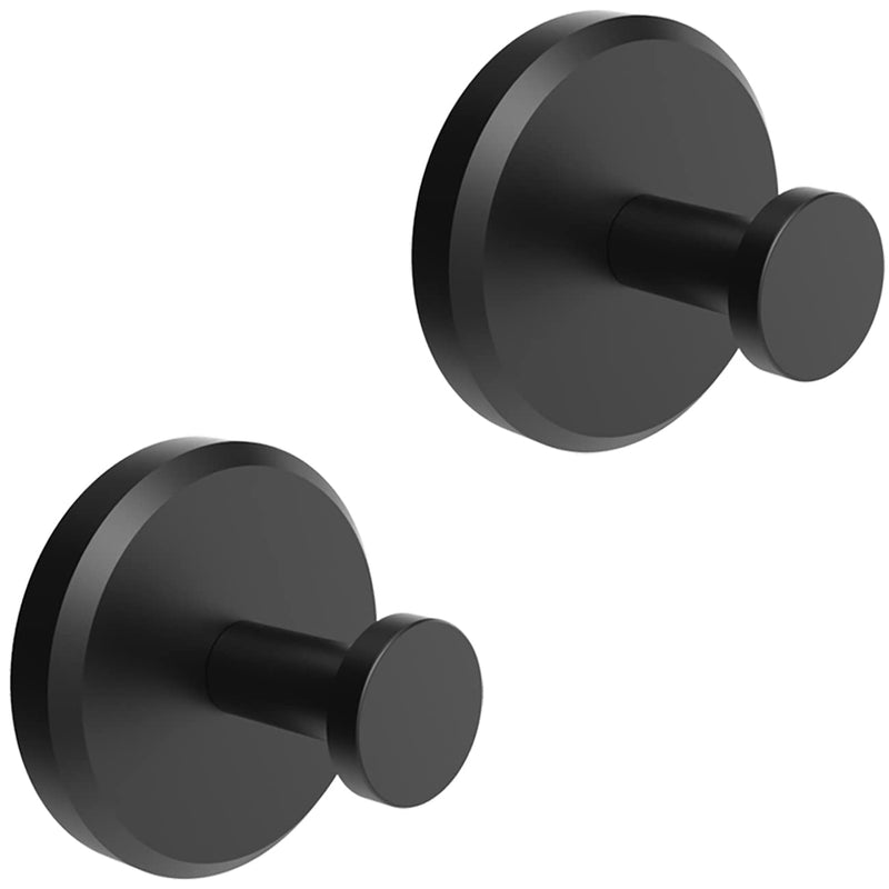 HOME SO Suction Cup Hooks for Shower, Bathroom, Kitchen, Glass Door, Mirror, Tile – Loofah, Towel, Coat, Bath Robe Hook Holder for Hanging up to 15 lbs – Waterproof & Rustproof, Matte Black (2-Pack) 2
