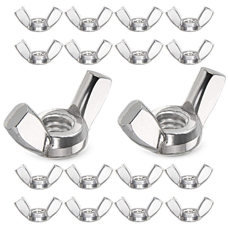 Wing Nuts,1/4"-20 Wing Nuts,304 Stainless Steel Wing Nuts,Fasteners Parts Butterfly Nut,Hurrican Screws Hand Twist Tighten Ear Wingnuts,50PCS 1/4"-20
