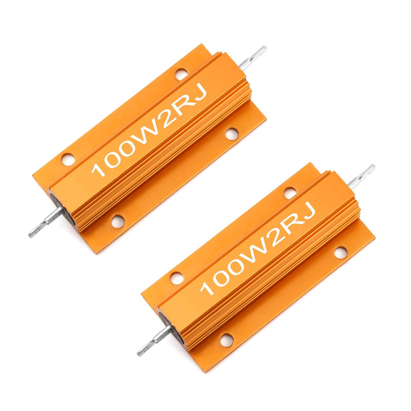 Chanzon 2pcs Wirewound Aluminum Shell Resistor 2 Ω ohm 100W ±5% Tolerance 2R Rohs Certified G) 2Ω ohm
