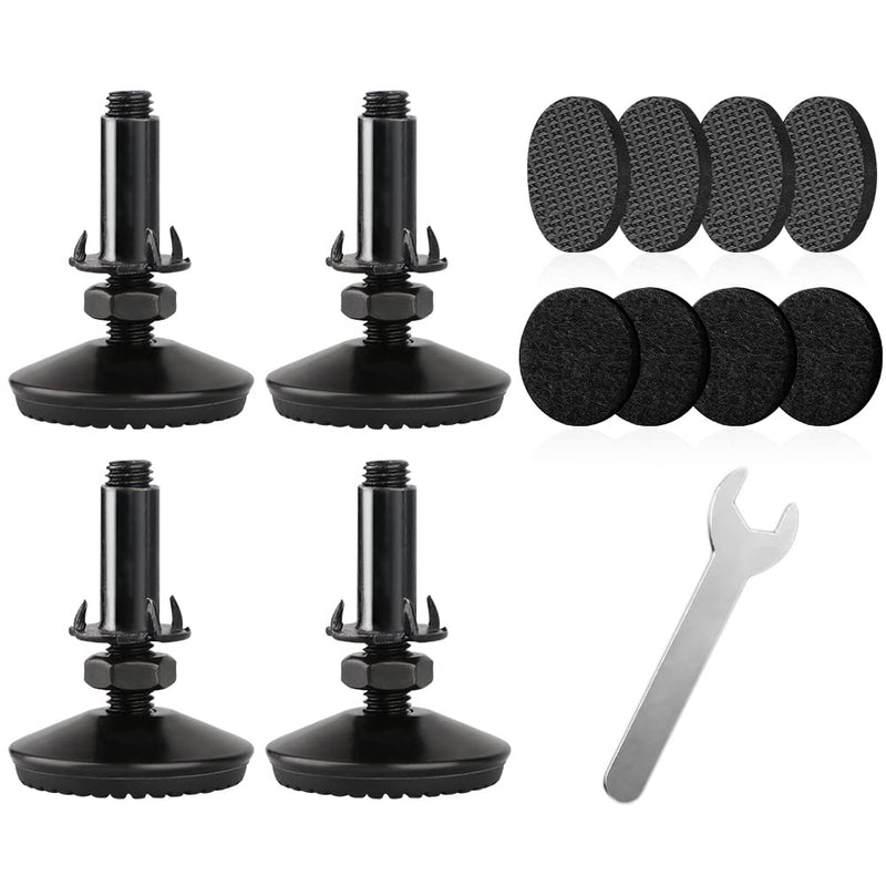 4 Set M10 Adjustable Leveling Feet, Heavy Duty Height Adjuster Furniture Leveler Foot With T Nut, Screw On Cabinet Restaurant Table Chair Self Levelers Leg (2" Base Dia & Thread Length, Black) Black Stable Leg Levelers