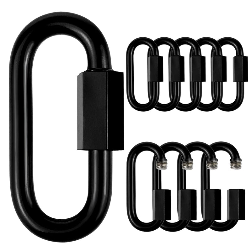 304 Black Stainless Steel Quick Links D Shape Locking Quick Chain Repair Links 1.65 Inch, 10 Pack