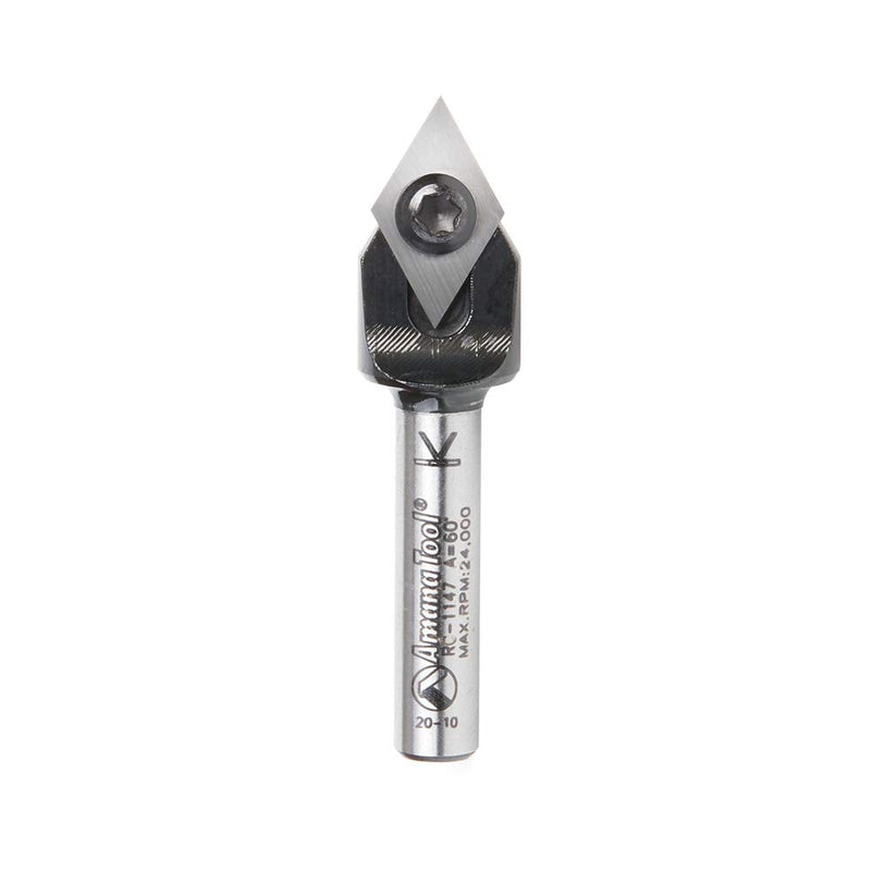 Amana Tool RC-1147 V Groove Router Bit CNC Insert 60 Deg x 21/64 x 1/4 Inch Shank, Miter Fold Blade, Signmaking and Lettering
