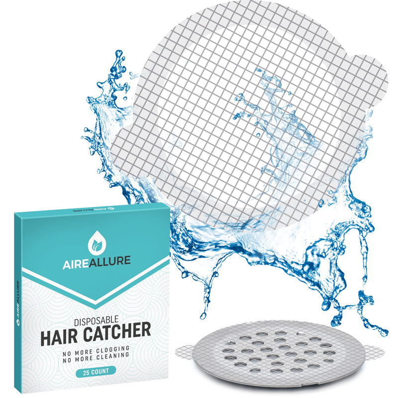 25 Pack, Disposable Shower Drain Hair Catcher Mesh Stickers 25