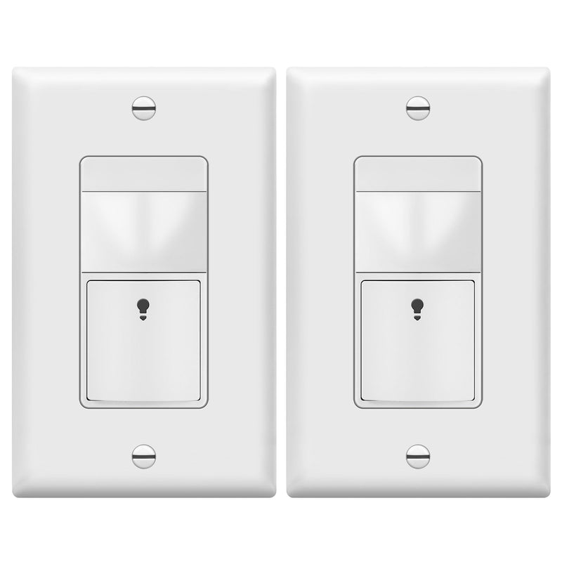 TOPGREENER PIR Motion Sensor Light Switch, Occupancy & Vacancy Motion Sensor Switch, 𝐎𝐩𝐞𝐫𝐚𝐛𝐥𝐞 𝐖𝐢𝐭𝐡𝐨𝐮𝐭 𝐆𝐫𝐨𝐮𝐧𝐝 𝐖𝐢𝐫𝐞, No Neutral Wire, Single Pole, TDOS5-HL-W-2PCS, White 2 Pack