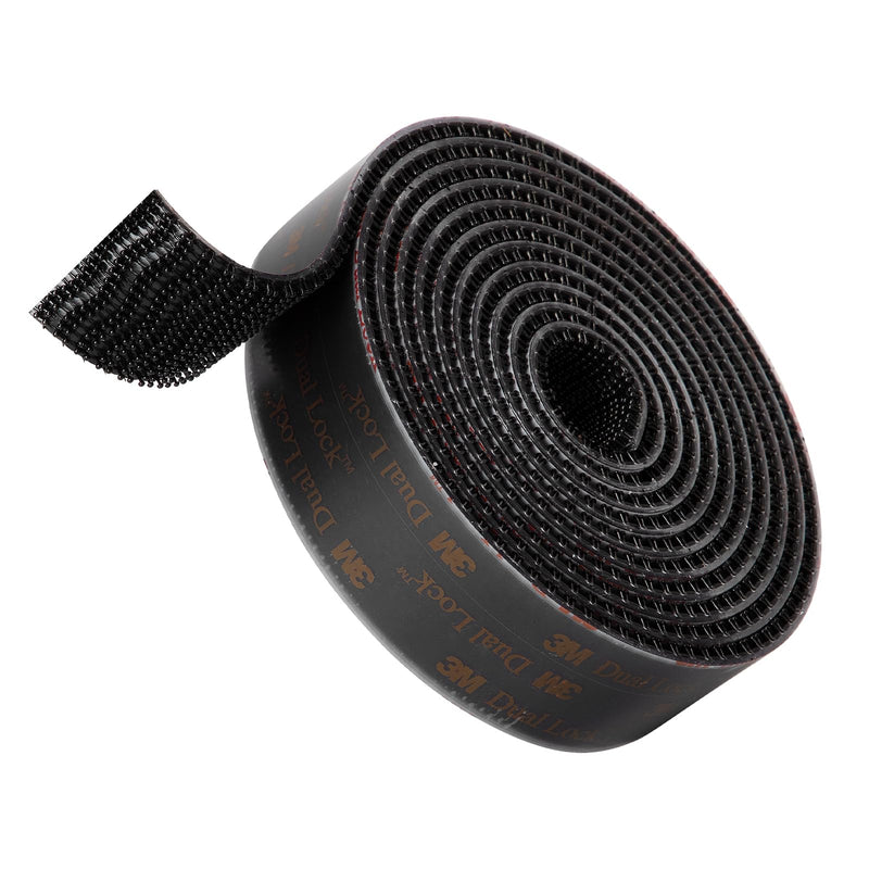 3M Dual Lock SJ3550A 1"×8ft Black 1 Pack Reclosable Fastener Mounting Tape Interlocking Mushroom Shaped Strong Adhesive Hook Lock Sticky Tape for Indoor and Outdoor