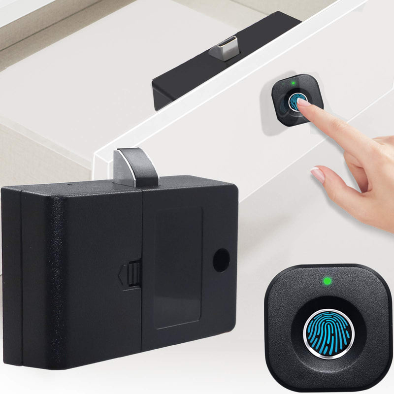 SUMNEW Fingerprint Cabinet Lock, Smart Biometric, Keyless Hidden File Drawer Wardrobe Lock, Child Safety Electric Lock, DIY Wooden Furniture for Home Office Black Standard