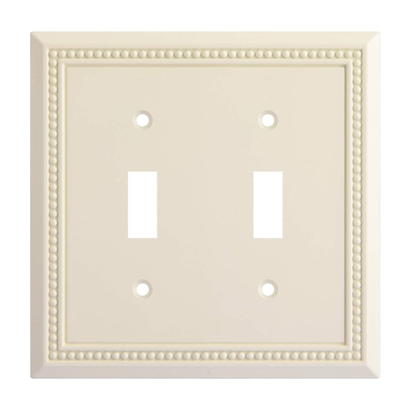 Henne Bery Sunken Pearls Heavy Duty Decorative Wall Plate Switch Plate Outlet Cover, Durable Solid Zinc Alloy (Double Toggle, Light Almond) Double Toggle