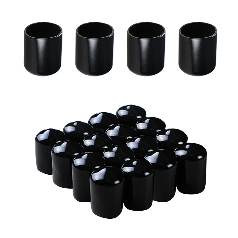 Aopin Rubber Round End Cap Cover 0.59 Inch (15mm) Screw Thread Protectors PVC Flexible Tubing Pipe Protective Bolt Screw Thread Protector Safety Cover | for Pipe Post Tubing Rod Cover 20 Pcs (Black) 15mm Black