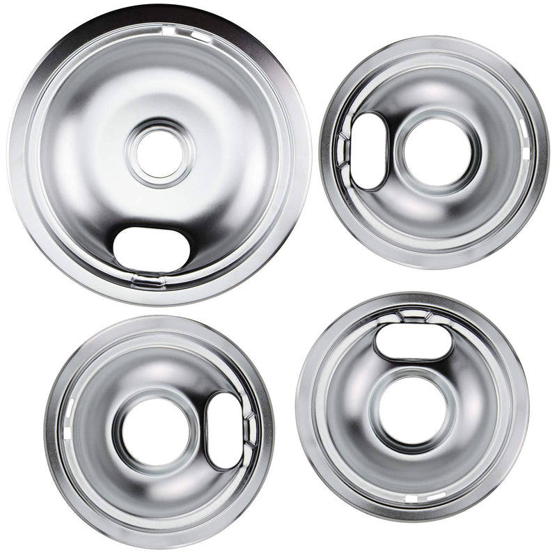W10196405 W10196406 Chrome Drip Pans Kit by Blutoget -Compatible for Whirlpool Electric Range Burner -Replaces 0089285 0091813 0304979 0310228 -Includes an 8-Inch and 3 6-Inch Electric Stove Drip Pans