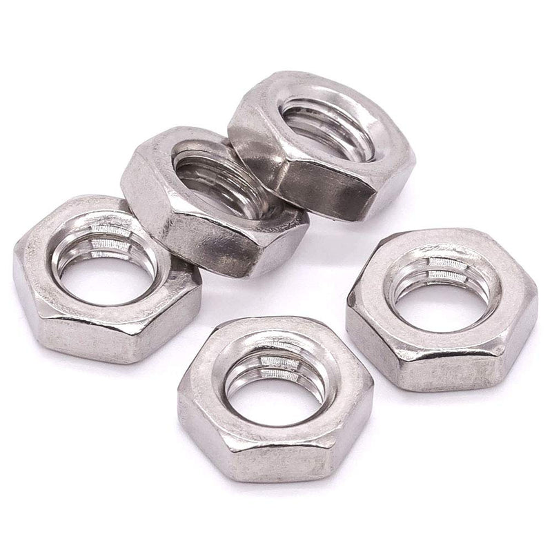 1/4-20 UNC Stainless Steel Thin Hex Nuts Hexagon Jam Nuts, 304 Stainless Steel 18-8, Full Thread, Coarse Thread, 50 PCS 1/4"-20
