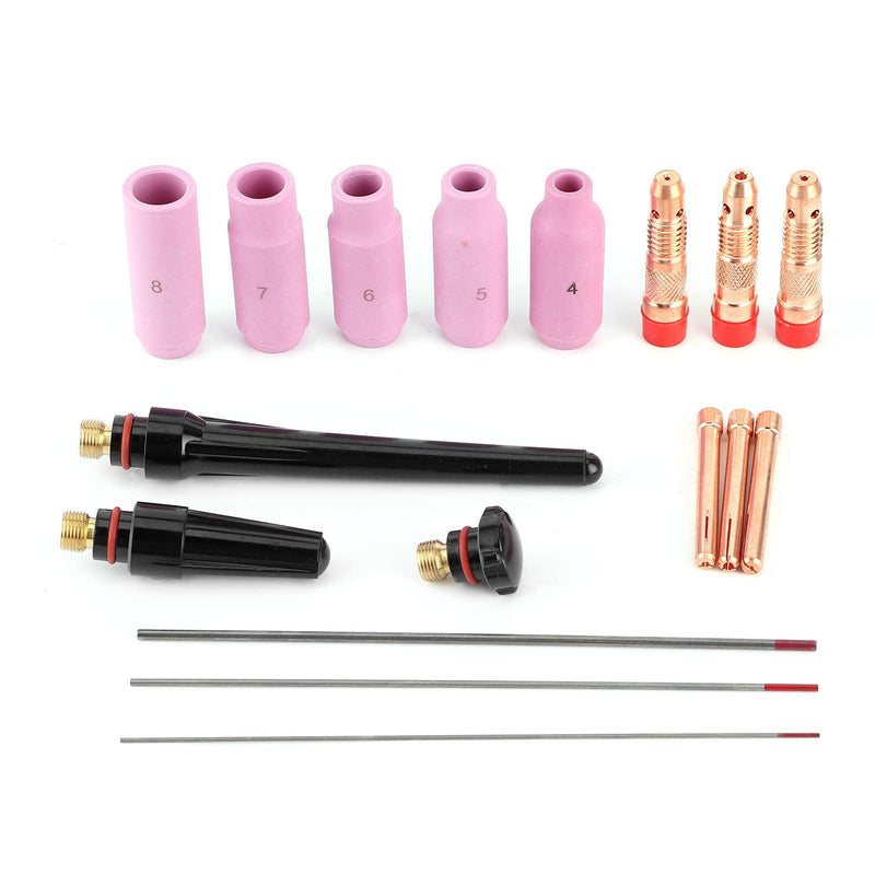 Akozon Welding Gun Accessory Kit 17Pcs Welding Nozzle Welder Tip with Tungsten Wire for Torch 17/18/26