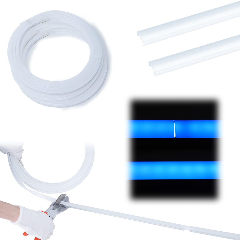 Muzata 3PACK 33FT/10M Continuous Milky White LED Cover Tape Light Seamless Plastic for U1SW U Shape Anti-UV Channel LC03 WW (ONLY Cover No Aluminum LED Channel Included) 15mm*4mm Milky White-Continuous