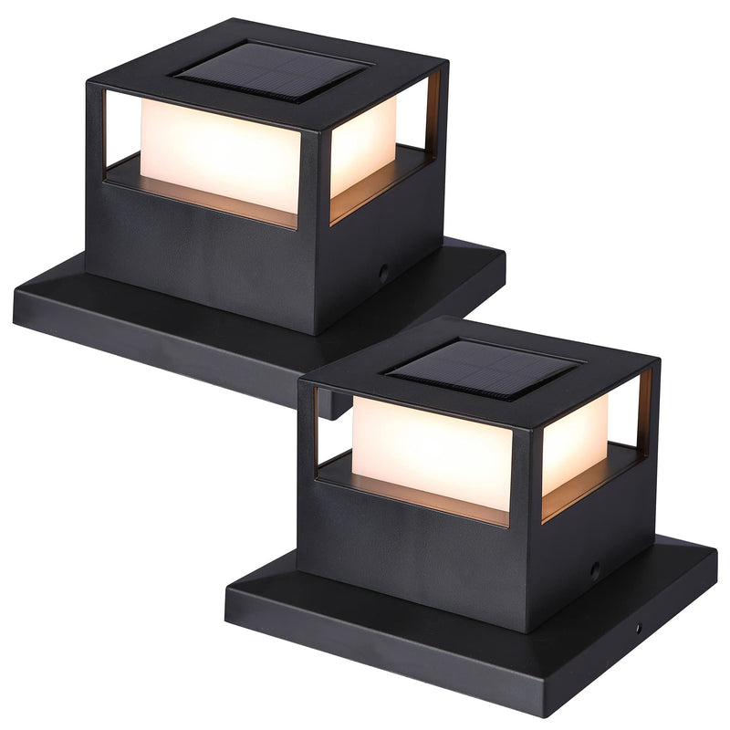 MAGGIFT 2 Pack Solar Post Lights, 20 Lumen Outdoor Warm White High Brightness SMD LED Lighting Solar Powered Cap Light, Fits 4x4, 5x5 or 6x6 Wooden Posts, Waterproof for Yard Fence Deck or Patio