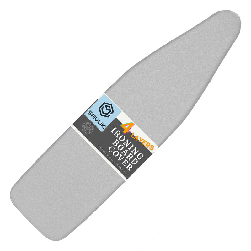 Ironing Board Cover and Pad Standard Size Silicone Coated 4 Layers 15x54 inch Extra Heavy Duty Thick Padding, Heat Reflective, Non Stick Scorch and Stain Resistant Silver