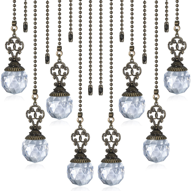 Ceiling Fan Pull Chains Crystal Light Fan Pull Chain Pendant with Ball 12 Inch Vintage Ceiling Fan Chain Extender Ornament Chain for Fan Pull (Transparent,4 Pieces) Transparent 4