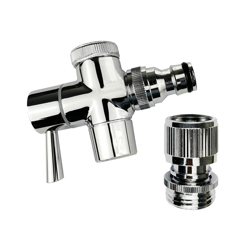 Brass Faucet Diverter Valve with Quick Connection, Faucet Diverter Valve From Sink To Garden Hose/Shower Hose, Washing Machine/Dishwasher,for Bathroom/Kitchen (chrome)