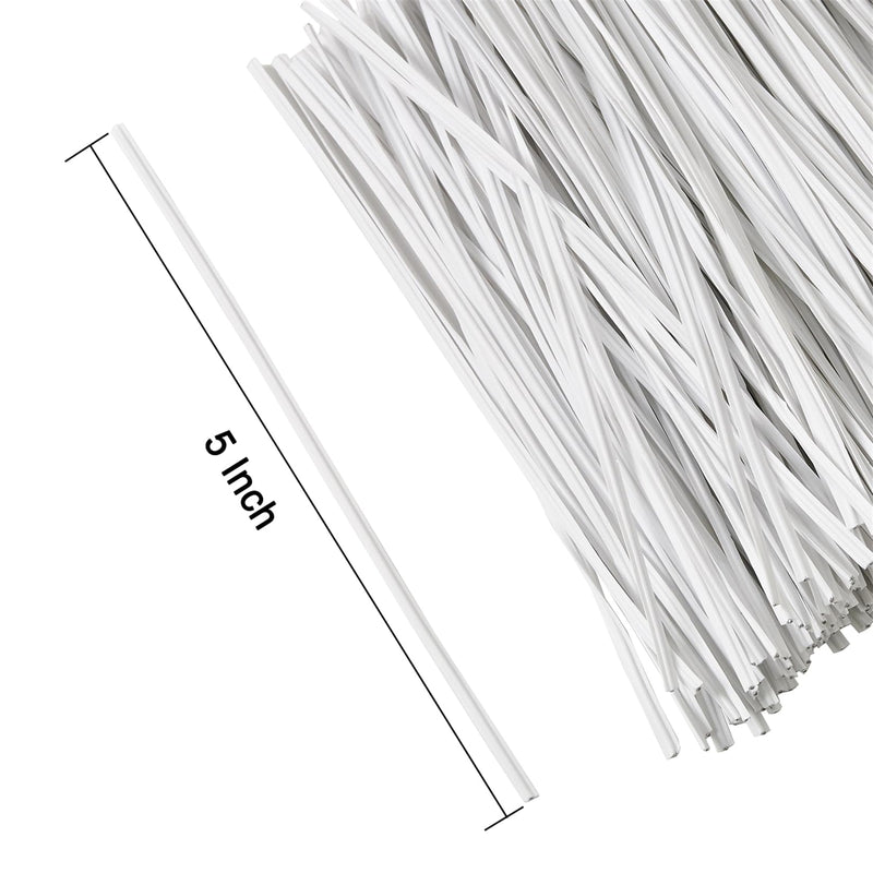 300 pcs 5 inches White Plastic Twist Ties, Cable Ties, for Bags, Gardening Tools