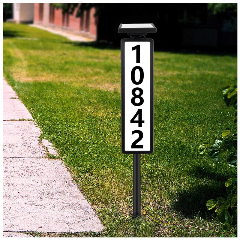 House Numbers Solar Address Plaques Sign Driveway Marker Street Sign Lighted House Numbers Address Light Sign Solar Powered Led Letters for Yard Street Door Outdoor Home with Stake (Height 35 Inches) Ground