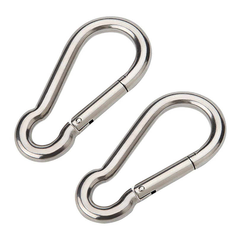 4 Inch Stainless Steel Spring Snap Hook Carabiner, 1100lb 304 Stainless Steel Clips, Set of 2 4.0 Inches