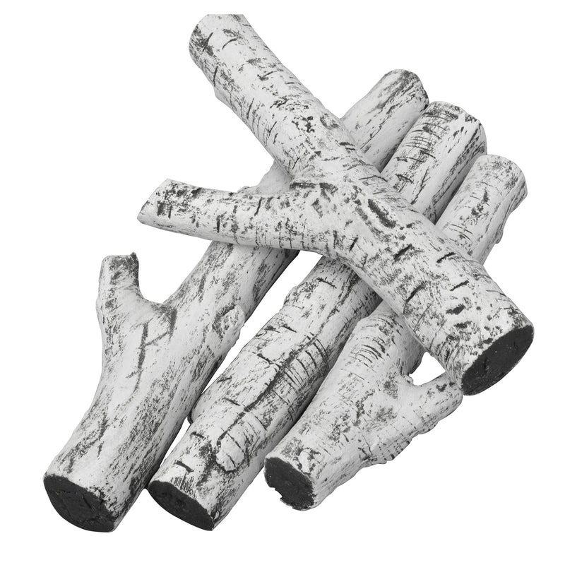 Stanbroil 4 Piece Set of Ceramic White Birch Wood Gas Logs
