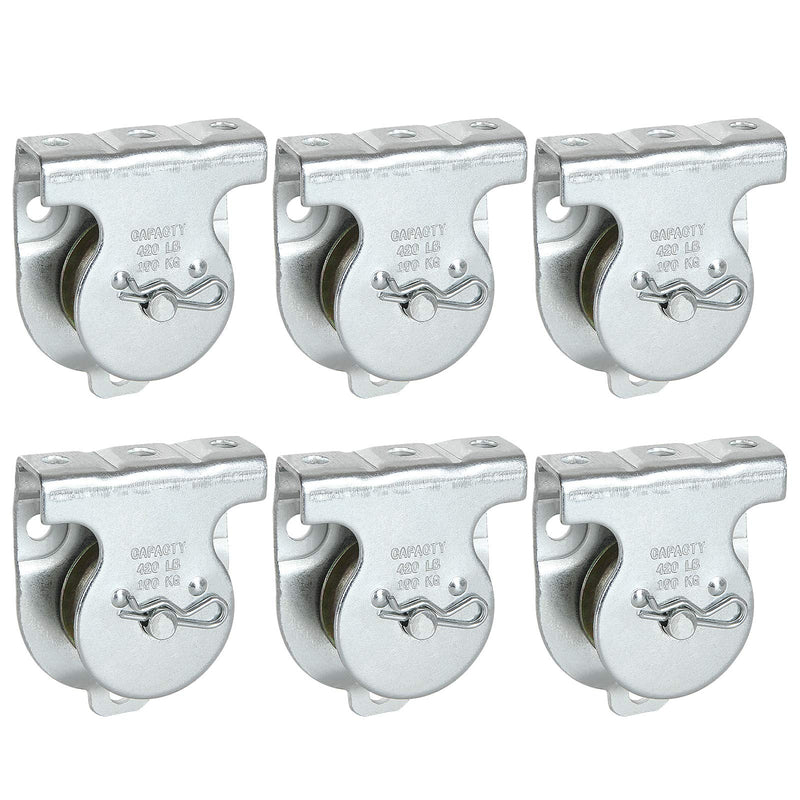 6 Pcs Silver Fixed Pulley，Zinc Plated 3 x 2-1/5 Inch Cable Pulleys, Silver Small Pulleys with 6 Screws Holes, Wall Mount Rope Pulley with 421 Lbs Capacity Fit 1/2 Inch Rope for Lifting