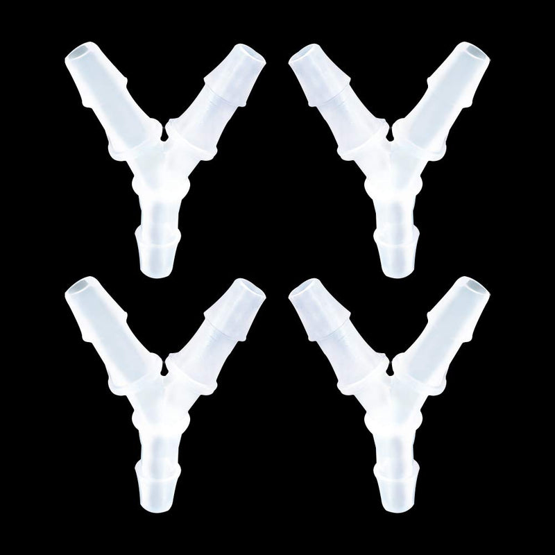 1/2" Hose Barb Fitting Equal Barbed Y Shaped 3 Way plastic Tubing Joint Splicer Mender Adapter Union for Oxygen Tubing Pipe Household Fuel Gas Liquid Air (Pack of 4) 1/2 Inch