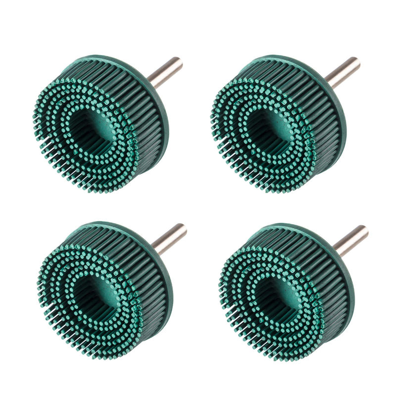 4PCS 2" Bristle Discs Green Brush Disc Grade with 1/4" Shank Attachment Abrasive Coating Removal Disc, 50# Grit Grade Bristle Sanding Disc Bristle Brush Disc Bristle Rubber Abrasive Brush