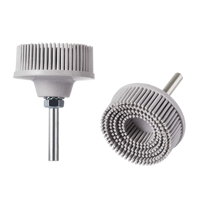 2 Pcs White Bristle Disc for Die Grinder with 1/4 Inch Round Shank Discs Abrasive Coating Removal Disc, 2 Inch 120 Grit Bristle Disc for Angle Grinder Abrasive Bristle Brush Disc