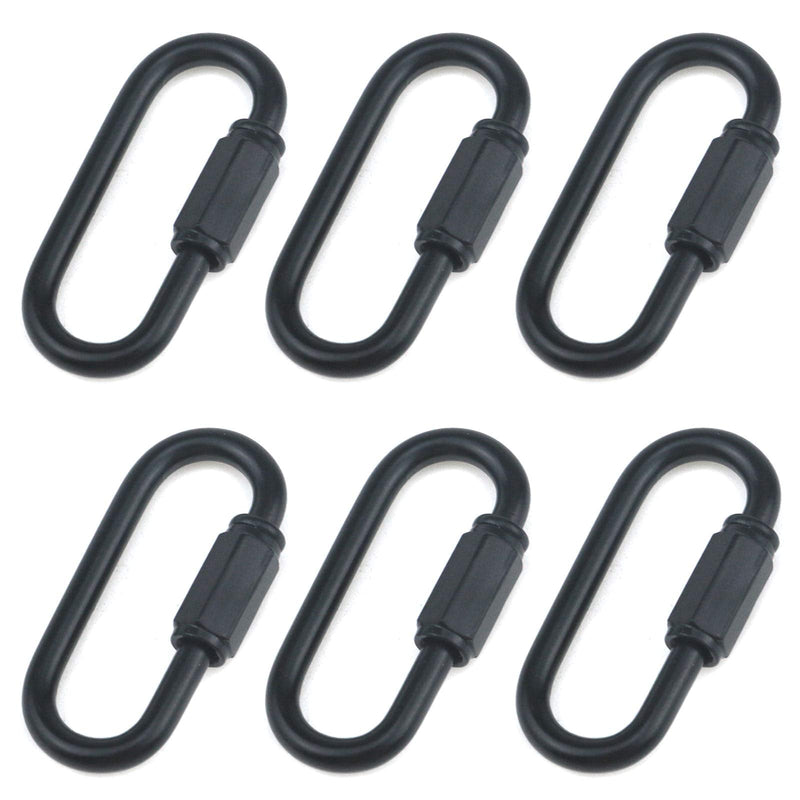 Heavy Duty D Shape Chain Locking, M4 4MM Chain Quick Link Connector- Black (Pack of 6)
