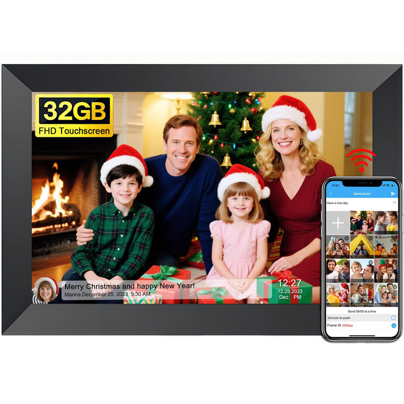 SSAWiFiFrame WiFi Digital Picture Frame,Share Photo via App or Email from Anywhere 10.1‘’ IPS Touchscreen,Auto-Rotate Support Music/Calendar/Weather/Clock, No Limited Cloudly Free App 10.1inch SSA