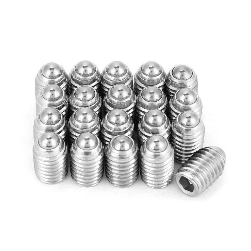 Jadeshay 20Pcs M8 Hex Socket Spring Ball Plungers 8 * 10 mm, Durable Stainless Steel Precision Threaded Push Fit Insert Screws for Lubrication and Pneumatic Tools