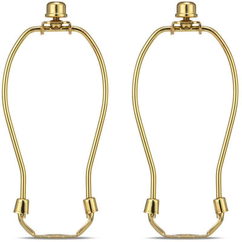 Lamp Harp 6 Inch, 2 Set Detachable Lamp Shade Harp for Table and Floor Lamps, Heavy Duty Lamp Brackets with 3/8 Standard Saddle and Lamp Finial (Polished Brass) Polished Brass