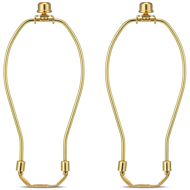 8 Inch Lamp Harp - 2 Set, Detachable Lamp Shade Holder for Table and Floor Lamps, Heavy Duty Lamp Shade Bracket with 3/8 Standard Saddle and Lamp Finial, Polished Brass 8 Inch