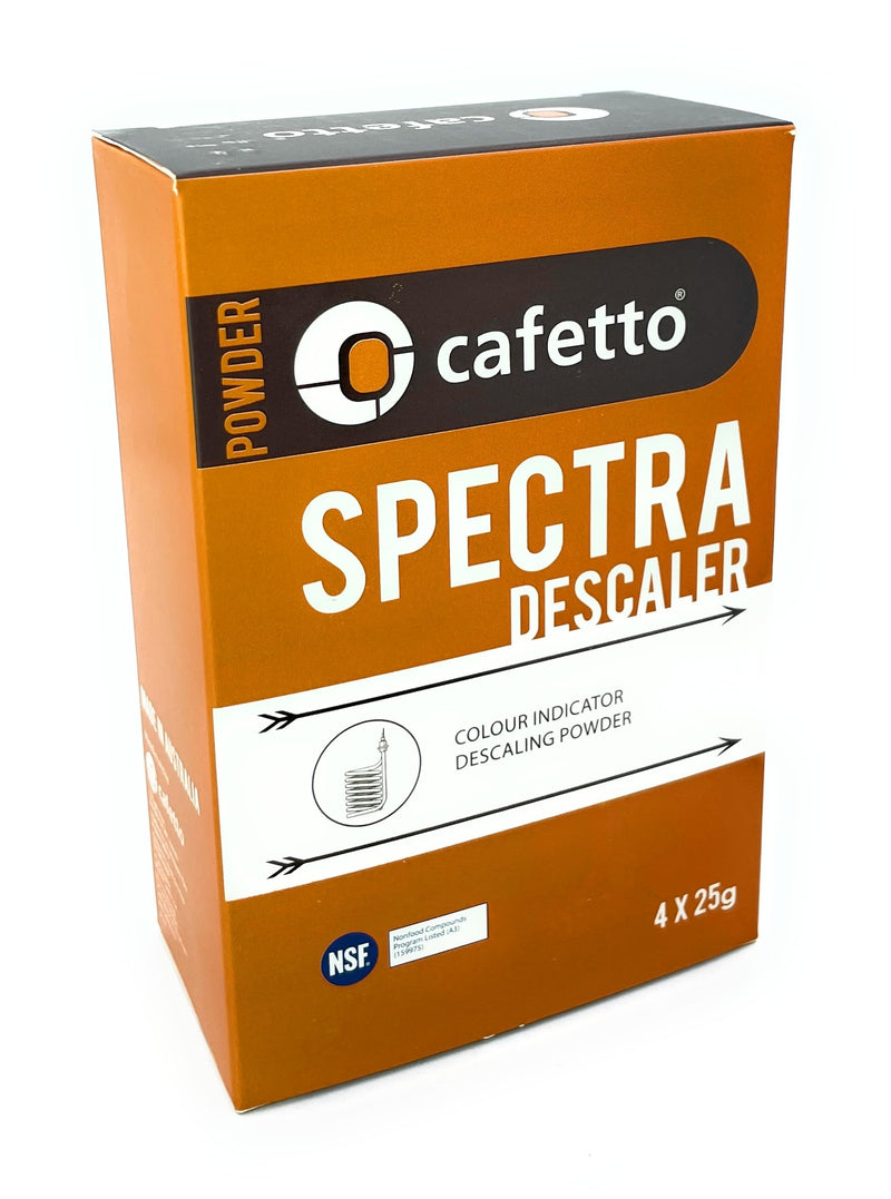 Cafetto Spectra Espresso Machine Descaler, Color Indicator Descaling Cleaning Powder Designed for Espresso Machine Water Tanks, Boilers and Coffee Brewers (Pack of 4)