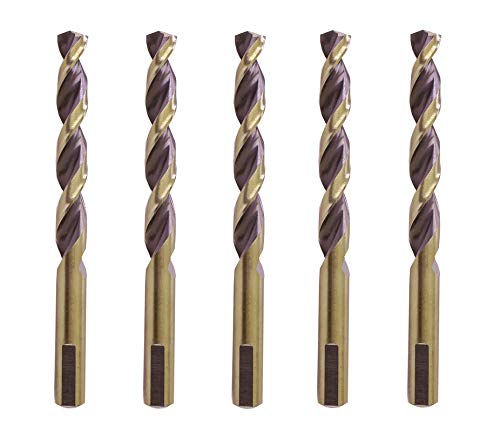 Hss Drill Bit Set 29/64 in. Jobber Twist Parabolic Flute Golden/Black 3-Flat Shank Drill Steel Metal-5Pcs 29/64"(5Pcs)