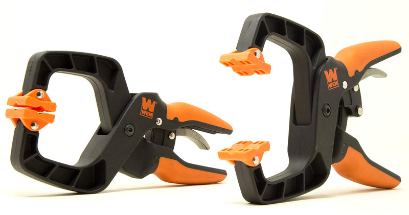 WEN CLH226 Quick-Release Ratcheting Hand Clamps with 2-Inch Jaw Opening and 2-Inch Throat, 2 Pack, Black 2-Inch Jaw Opening, 2-Pack