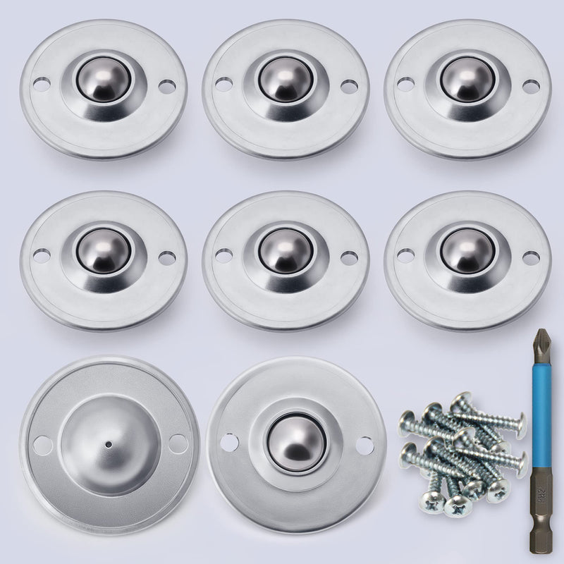 XiKe 8 PCS Ball Bearing Transfer Units 5/8" Roller Transfer Bearings Wheel Casters 30Lbs Carbon Steel Flange Mounted 360 Rotation for Transmission. 30 pounds load ＆ 5/8" ball diameter