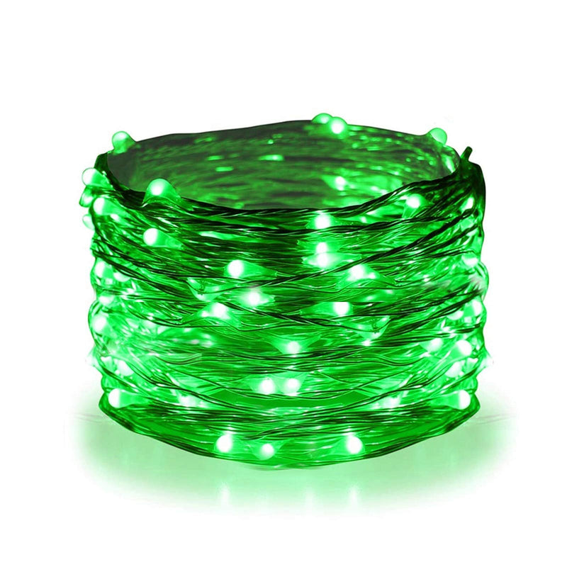 Twinkle Star 33FT 100 LED Silver Wire String Lights, St Patricks Day Fairy Lights Battery Operated LED String Lights for Christmas Wedding Party Home Holiday Decoration, Green 1 Pack