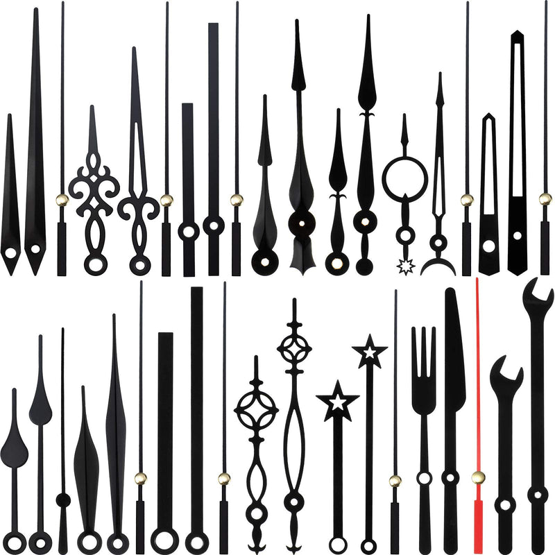 Mudder 14 Styles Black Clock Hands Only, Non Ticking Hands, Replacement Kit Made of Aluminum, DIY Movements Parts for Clock Repair, 14 Kinds of Size, Black