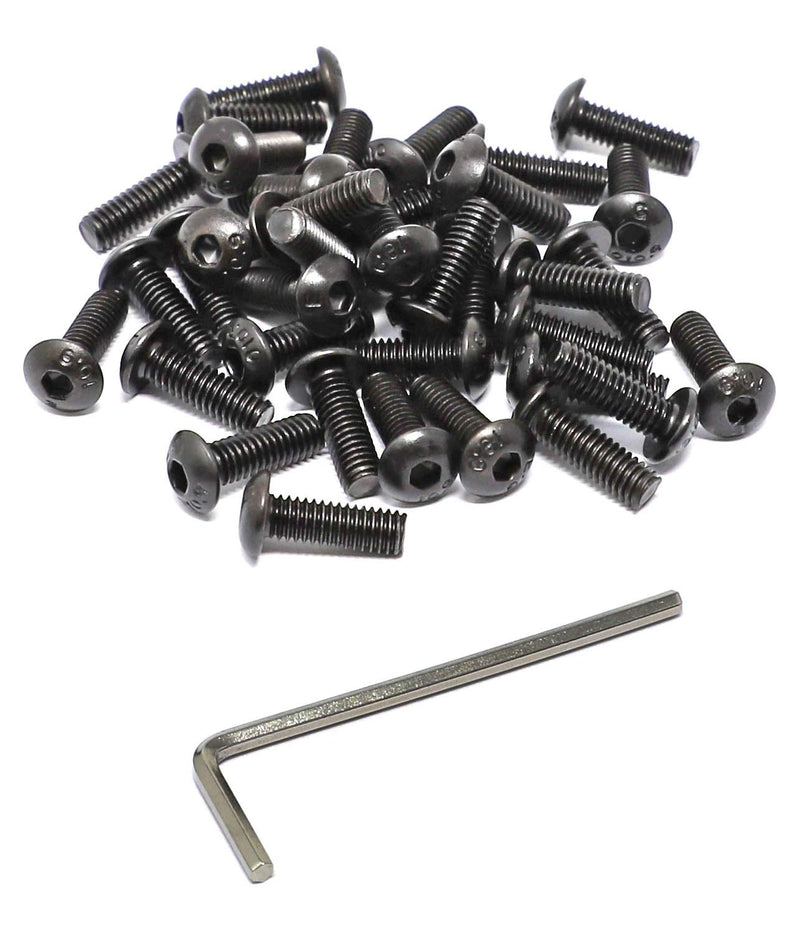 iexcell 100 Pcs M4 x 12mm Thread Pitch 0.7 mm Alloy Steel 10.9 Grade Hex Socket Button Head Cap Screws Bolts Kit, Black Oxide Finish