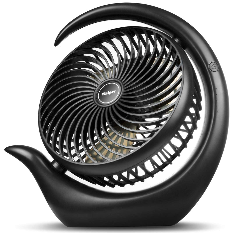Viniper 8.7 inch Portable Rechargeable Fan, Small Table Fan : 180 Rotation and 3 Speeds Strong Wind Quiet Desk Fan, Long Working Hours for Home Outdoor (Black, Light Black Blade)